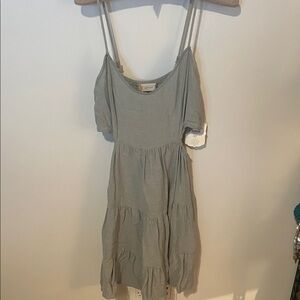 Altar'd State Soft Gray Tiered Mini Dress